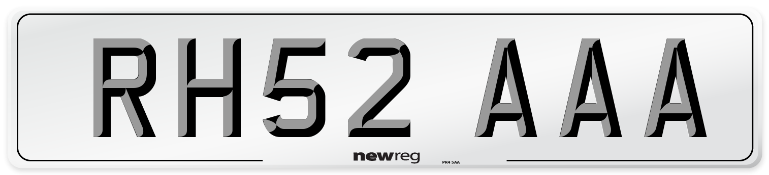 RH52 AAA Number Plate from New Reg
